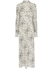 snake print pussy bow midi dress at Farfetch